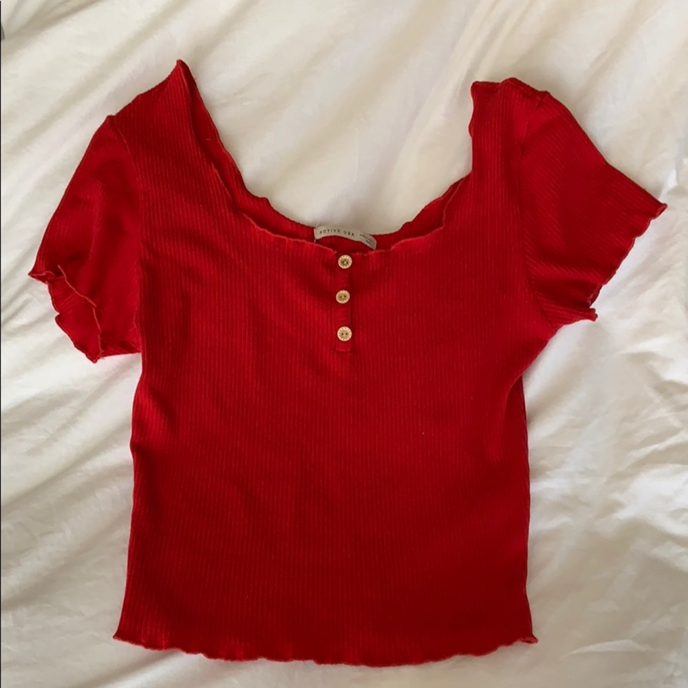 Red Ribbed Shirt